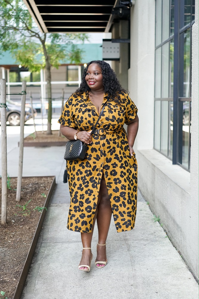 plus size woman in a target who what leopard print dress