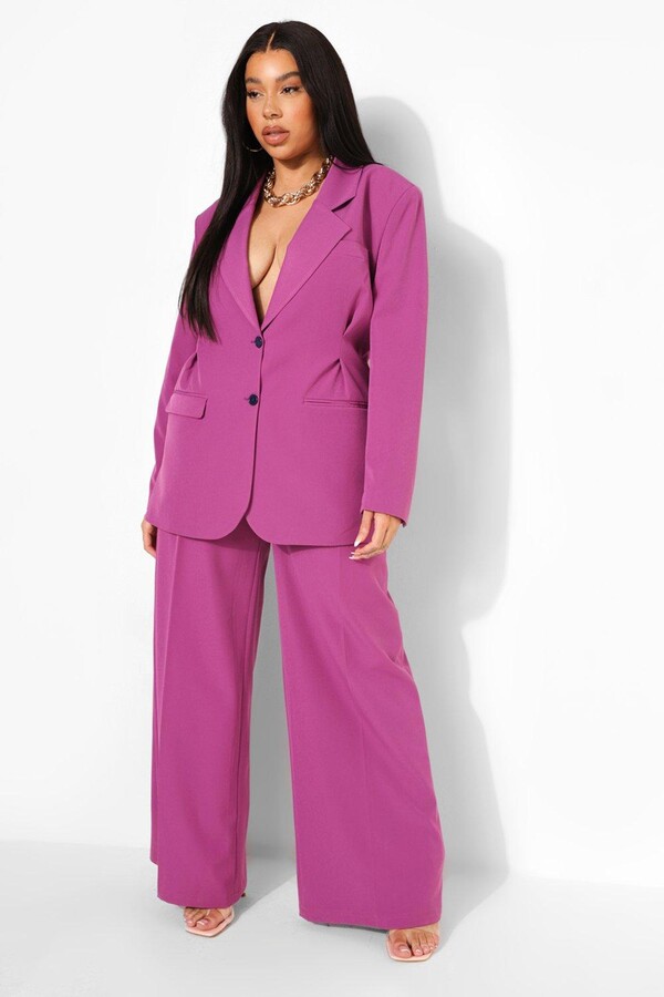 plus size model tabria majors and boohoo collection purple pantsuit