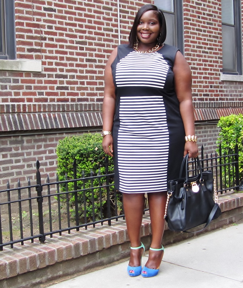 Calvin Klein + Calvin Klein Plus Size Sheer-Stripe Sheath Dress