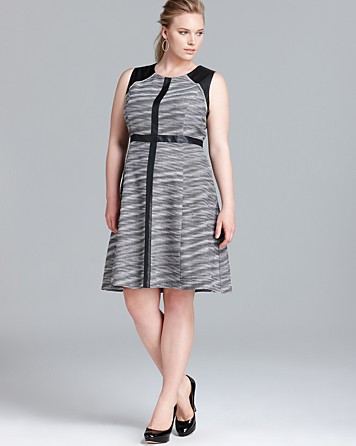 STYLISH CURVES PICK OF THE DAY: CALVIN KLEIN FAUX LEATHER PANEL PLUS SIZE DRESS
