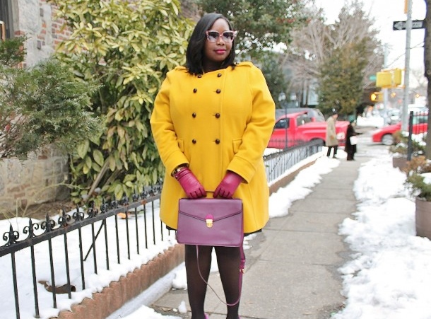 MERCEDEZ BENZ FASHION WEEK STYLE JOURNEY DAY 2: LANDS END PLUS SIZE COAT, MARC JACOBS TOTE, AND DOLCE & GABBANA SUNGLASSES