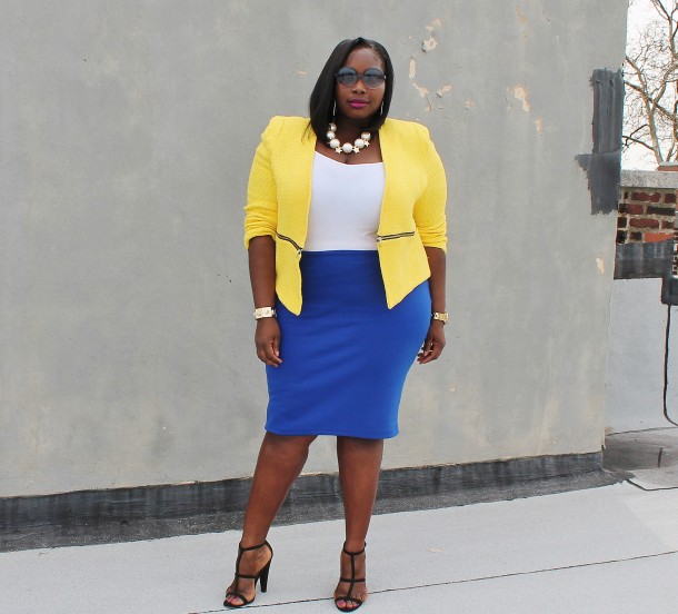 STYLE JOURNEY: TOP TO BOTTOM COLOR AT THE OFFICE - Stylish Curves