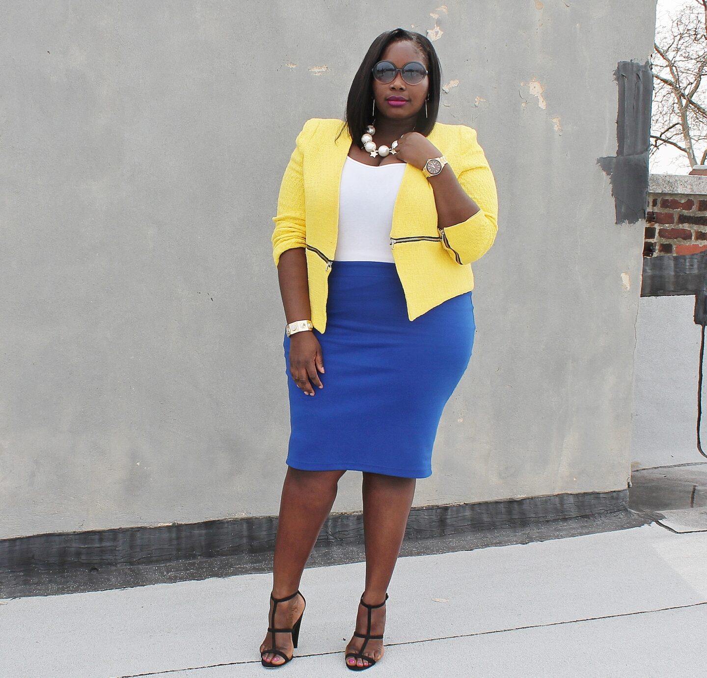 STYLE JOURNEY: TOP TO BOTTOM COLOR AT THE OFFICE - Stylish Curves