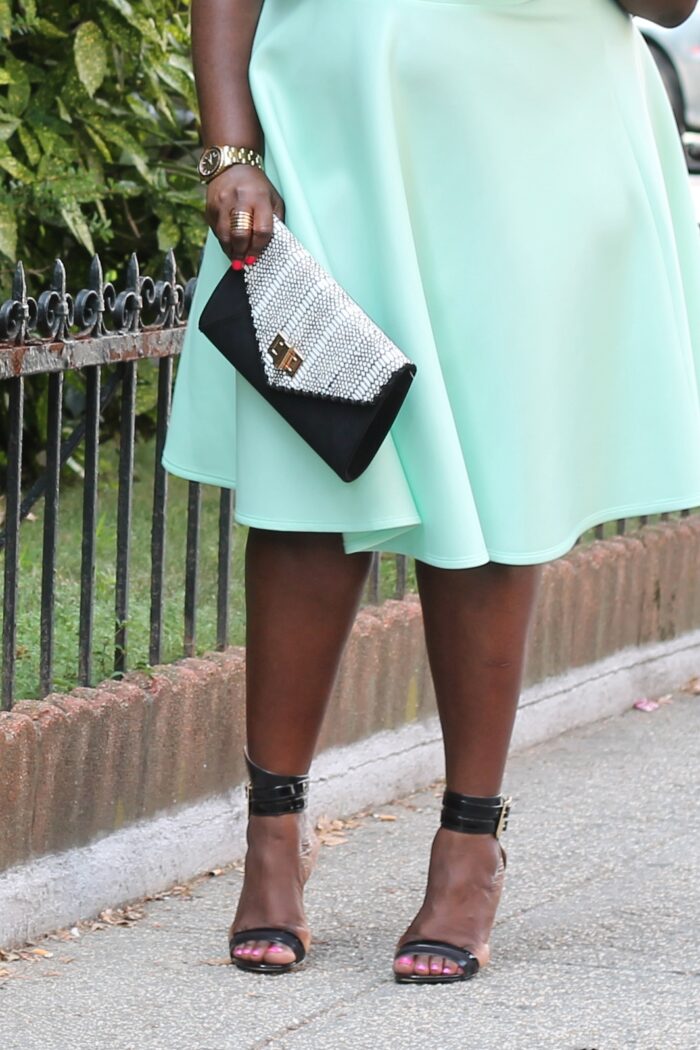 STYLE JOURNEY: MINT CHOCOLATE CHIP IN ASOS CURVE SCUBA MIDI SKIRT AND H&M RUFFLED ONE SHOULDER PLUS SIZE TOP