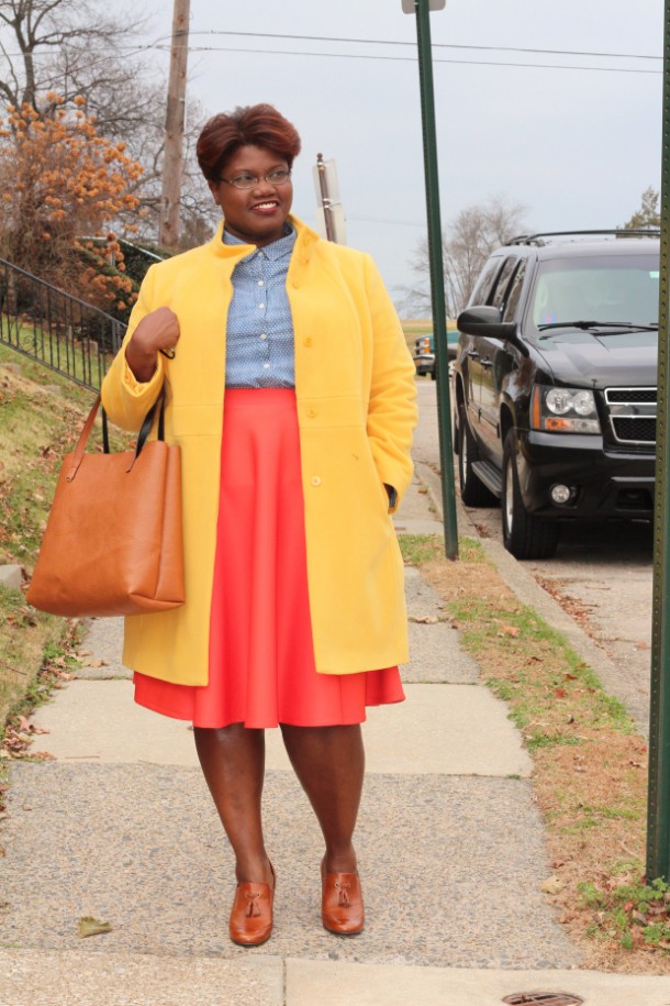 How To Wear A Bright Colored Coat For Fall & Winter (Plus Size Fashion ...
