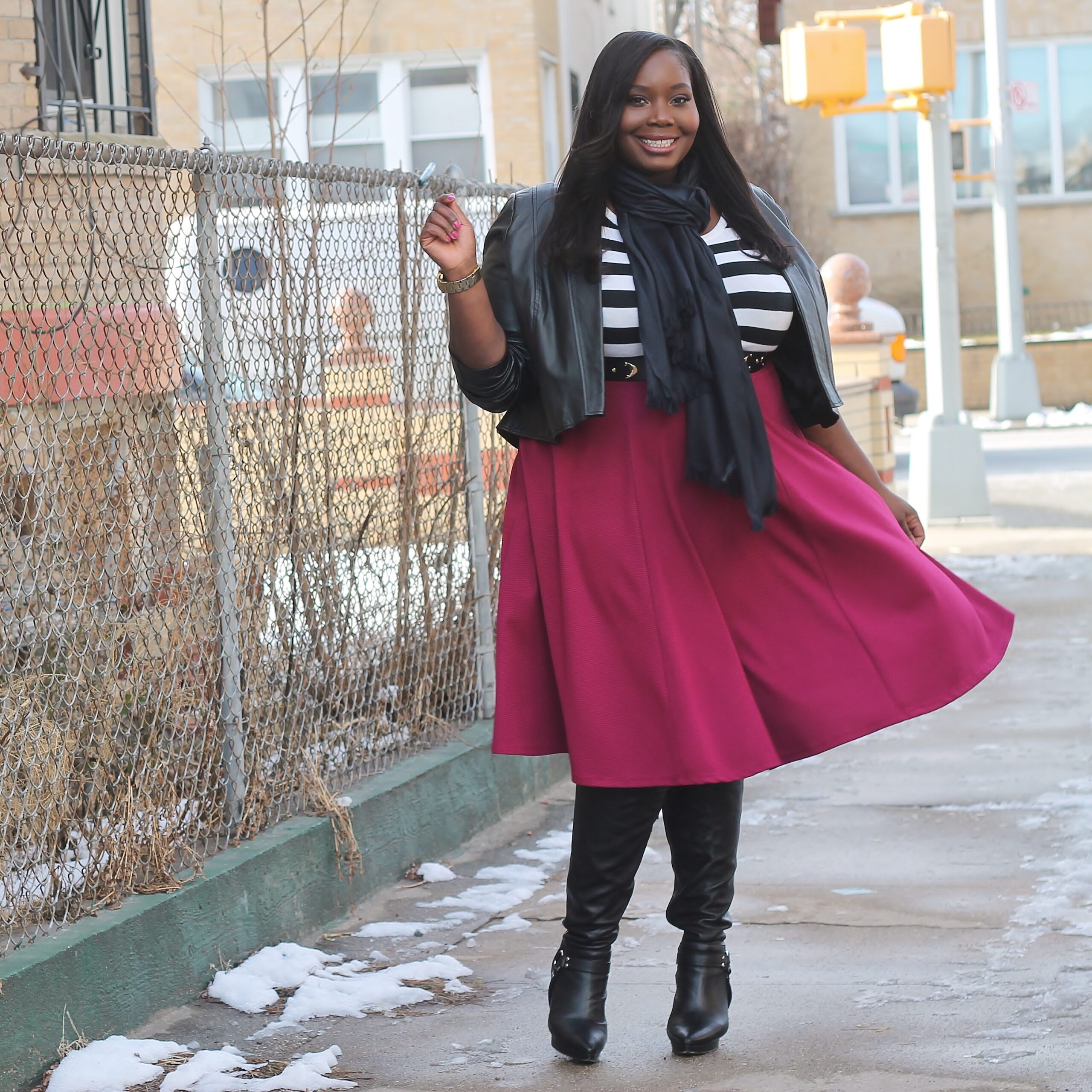 Spent My Weekend In A Pink Clove Plus Size Midi Skirt (Style Journey)