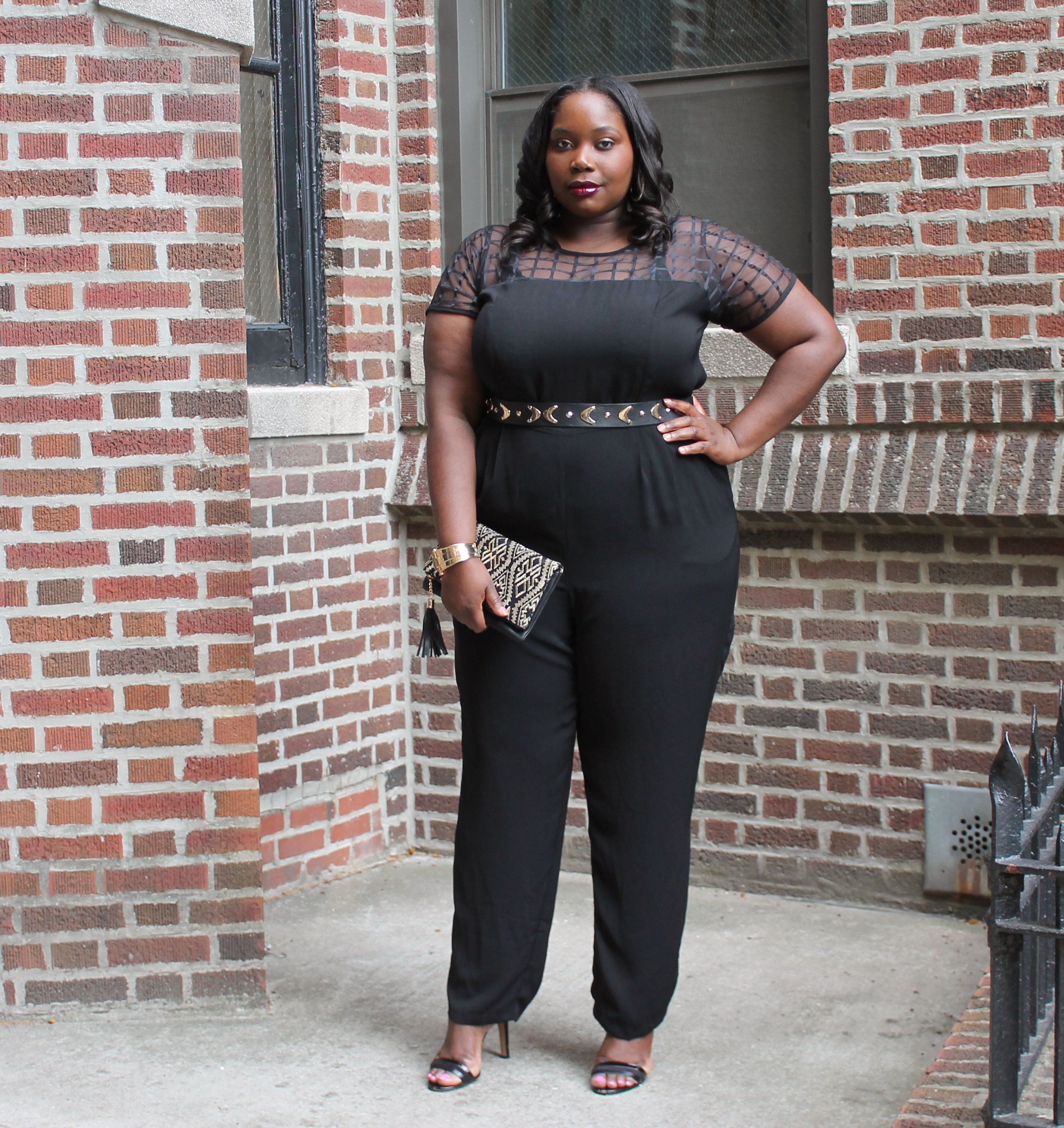 black and gold jumpsuit plus size