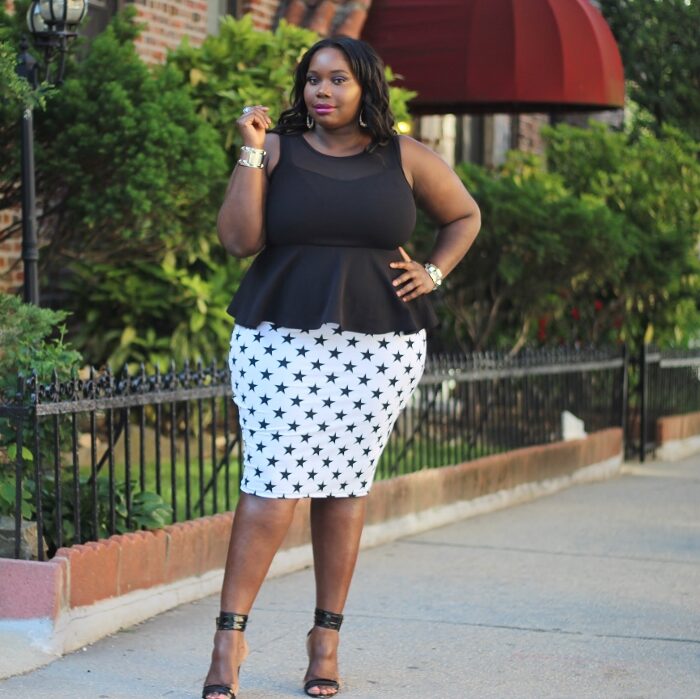 Seeing Stars In Rue 107 Plus Size Skirt And Forever 21 Plus Size Mesh Peplum Top