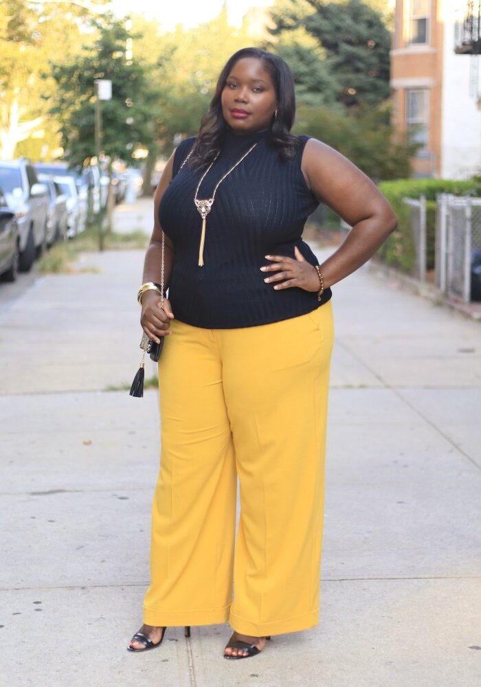 Getting Ready For Fall In A Pair Of Mustard Plus Size Wide Leg Pants