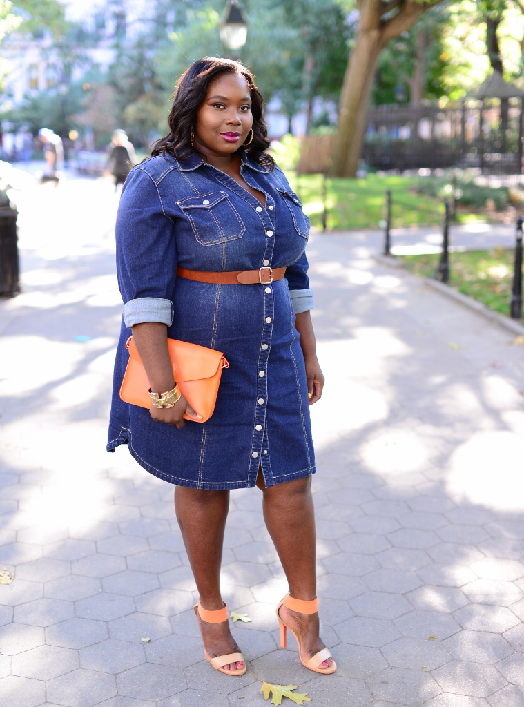 Style Journey: Fall Chic In INC Plus Size Fitted Denim Shirtdress ...