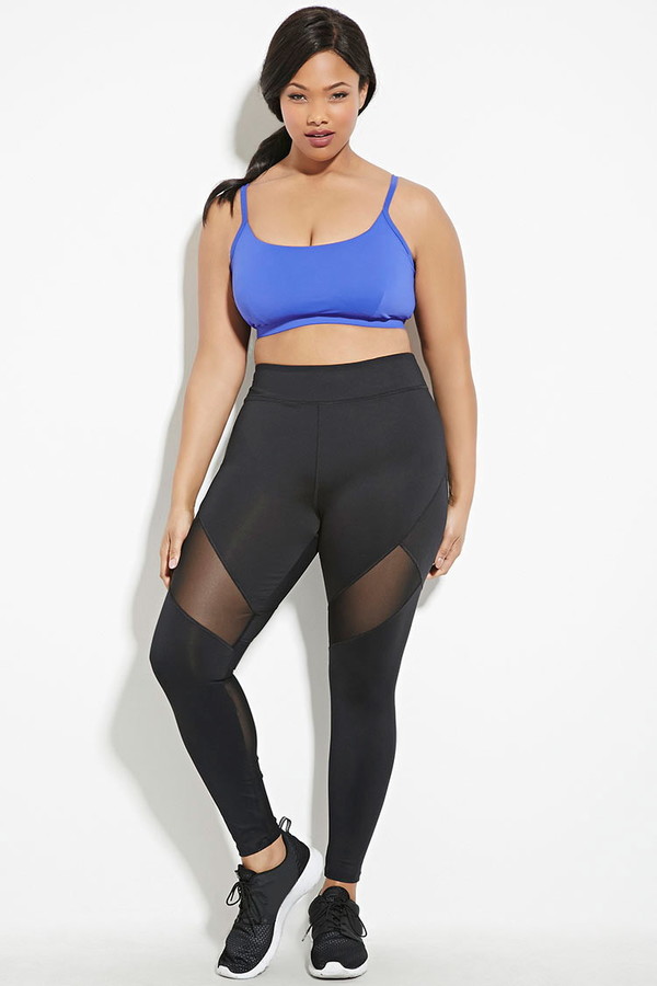 Forever 21,FOREVER 21+ Plus Size Low Impact- Fishnet-Insert Sports Bra -  WEAR