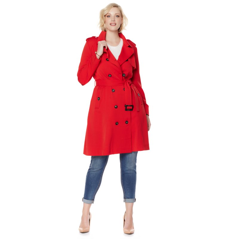 women's plus size red trench coat