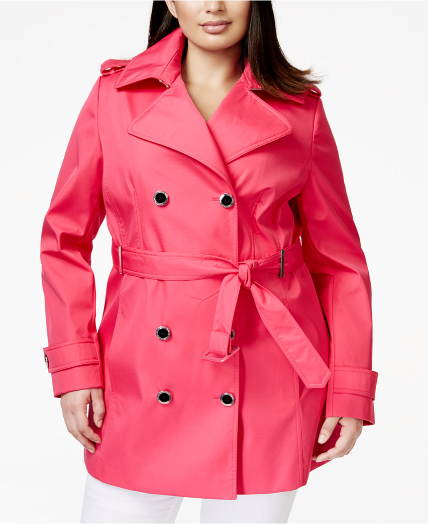 calvin klein plus size trench coats