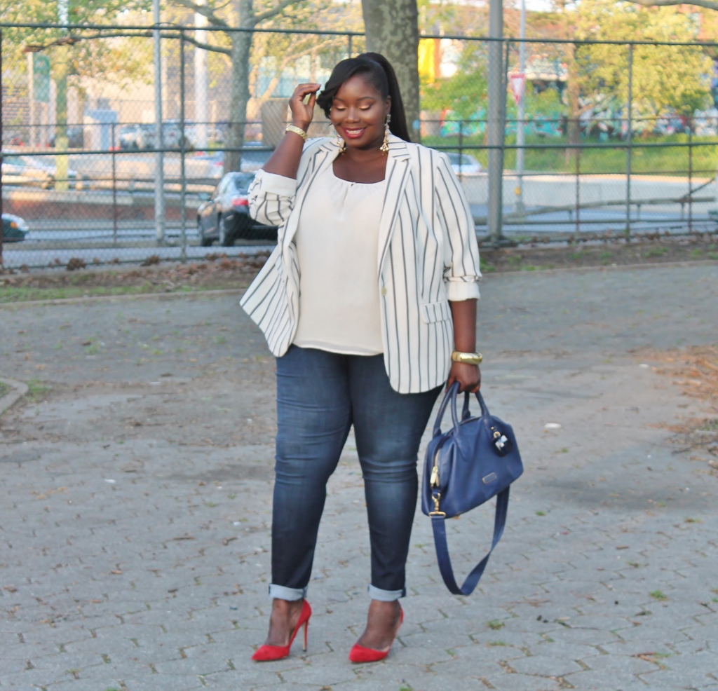 Keeping It Chic In Talbots Nautical Stripes blazer