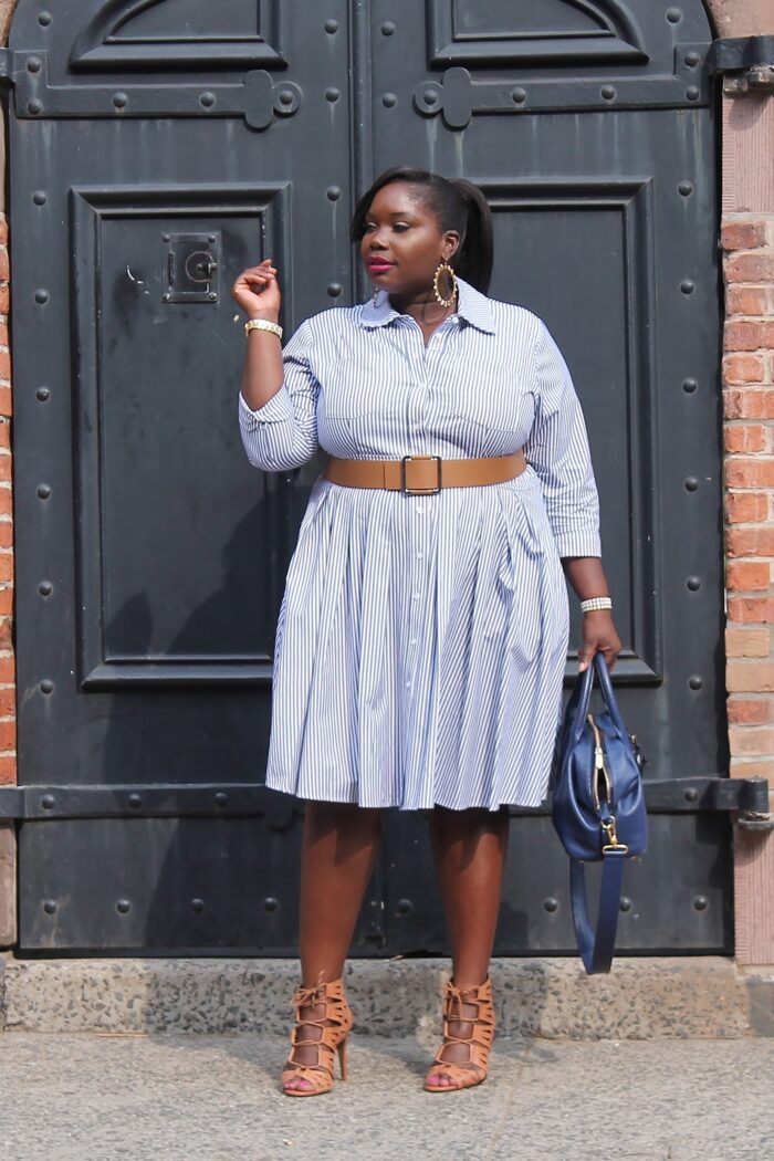 Spring Chic In A Pinstripe Eliza J Shirtdress