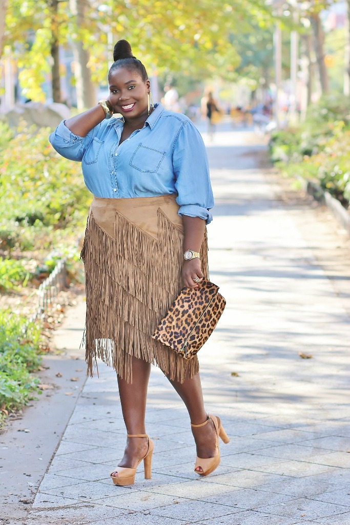 Light brown shop suede fringe skirt