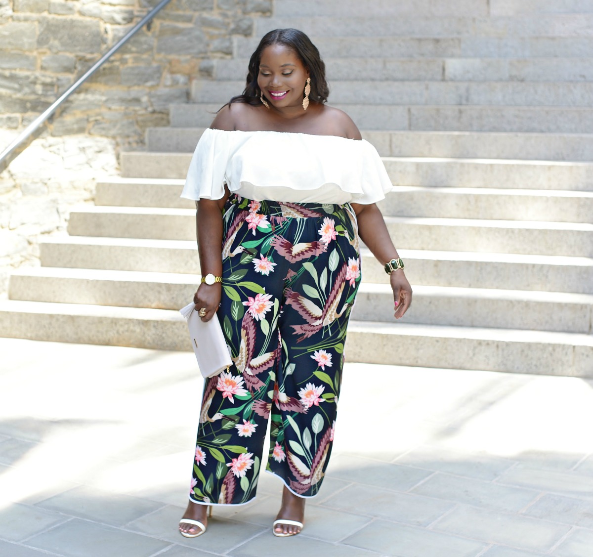 Plus size shop floral pants