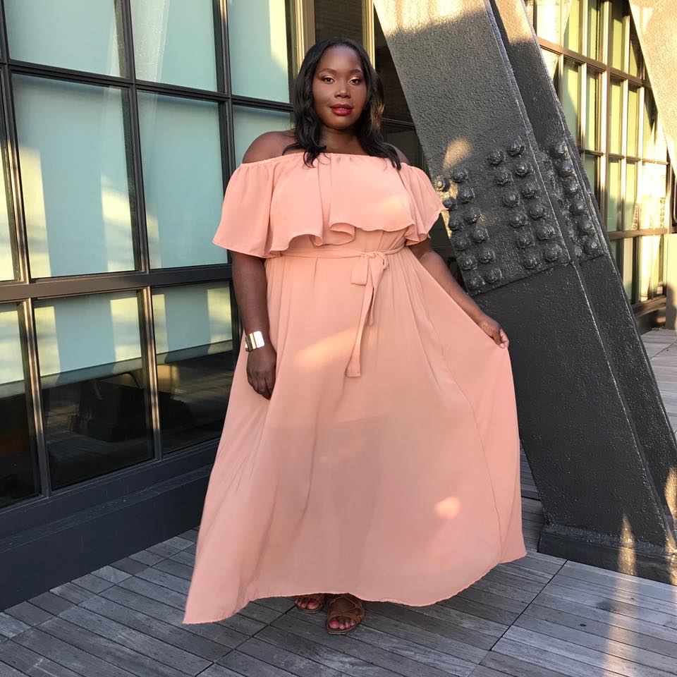Channeling My Inner Goddess In A Ruffled Off The Shoulder Maxi Dress ...