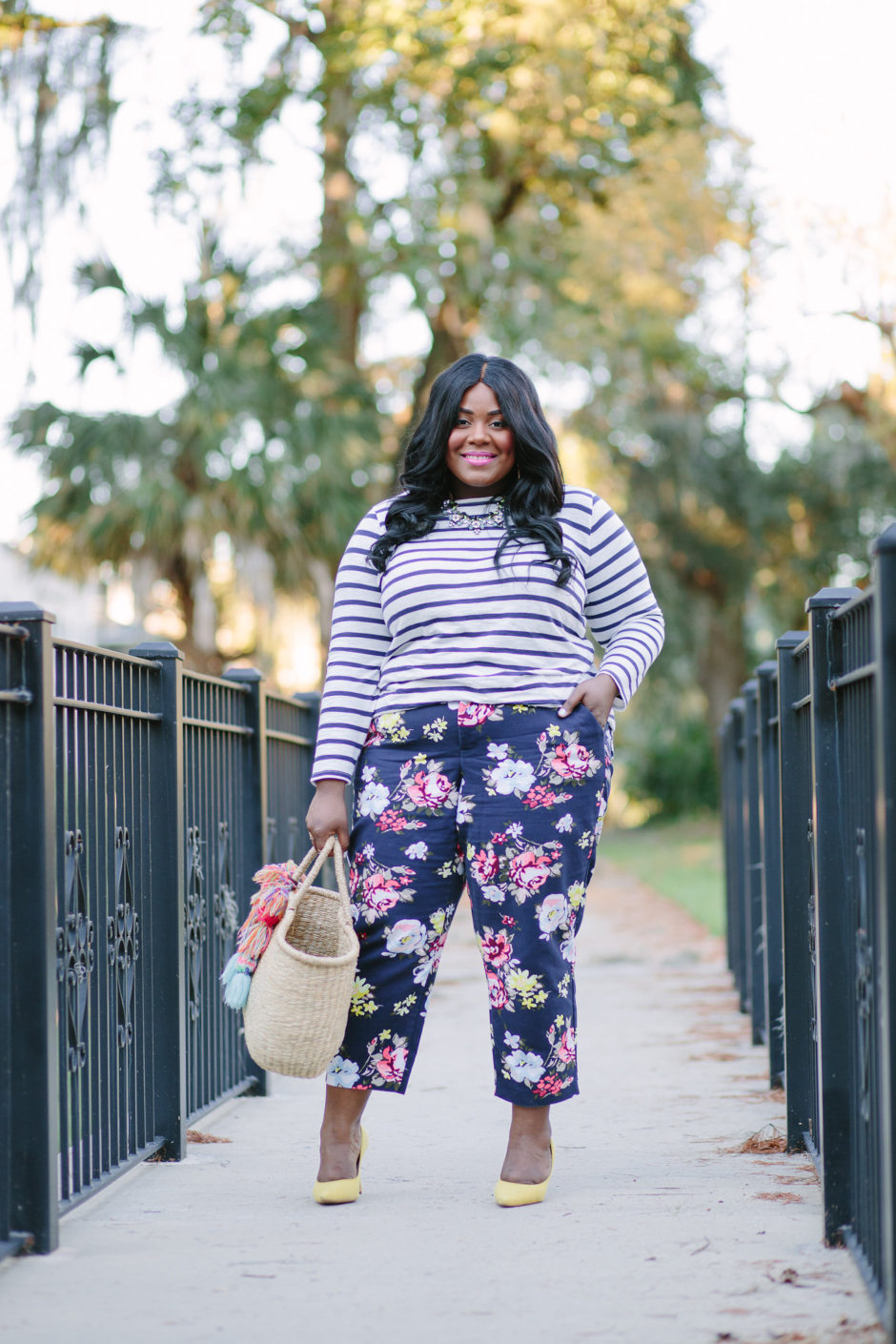 Plus size floral trousers best sale