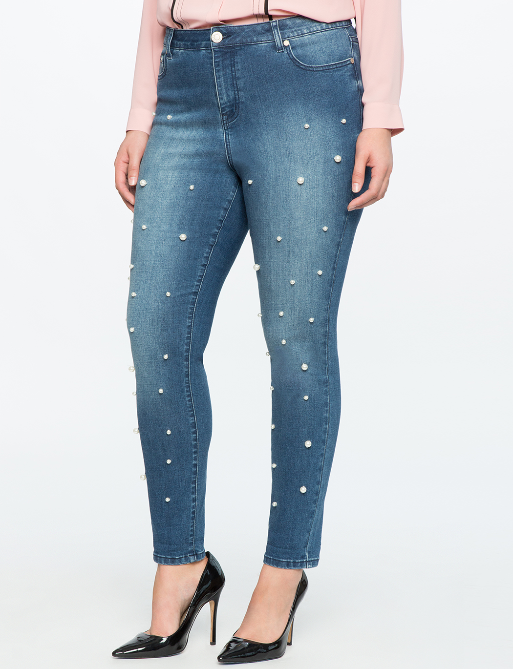 Pearl Embellished Trend on Eloquii Jeans