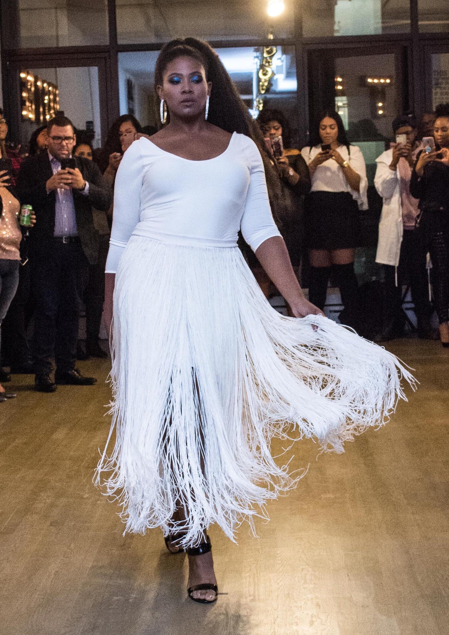 plus size white fringe dress