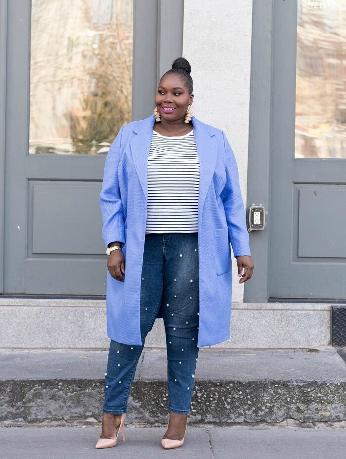 I’m Obsessed With These Pearl Embellished Plus Size Skinny Jeans