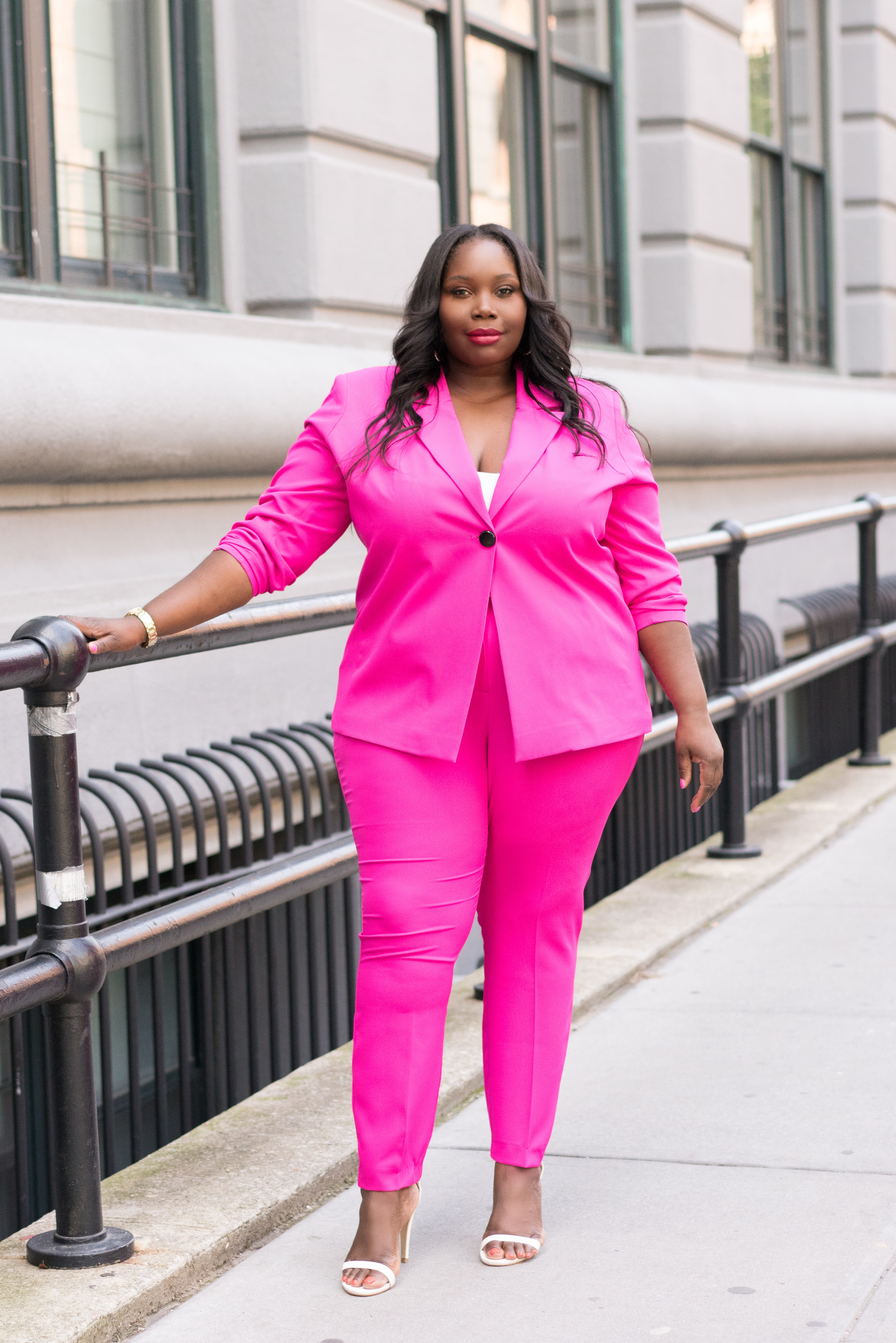 Plus Size Pink Pants Suit Outfit  Stylish work attire, Pink work dresses,  Outfits