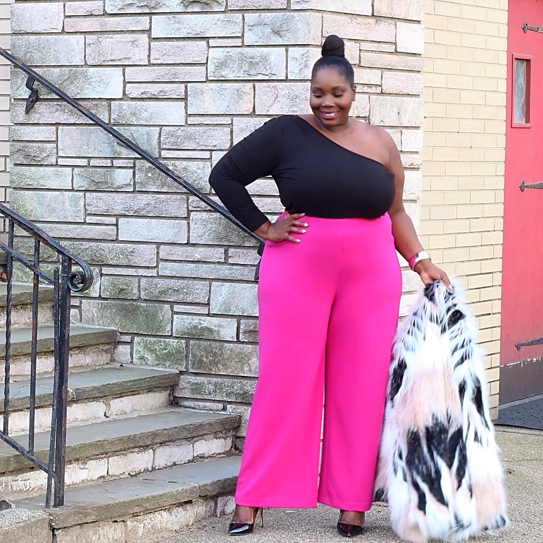 YOURS Plus Size Pink Wide Leg Trousers