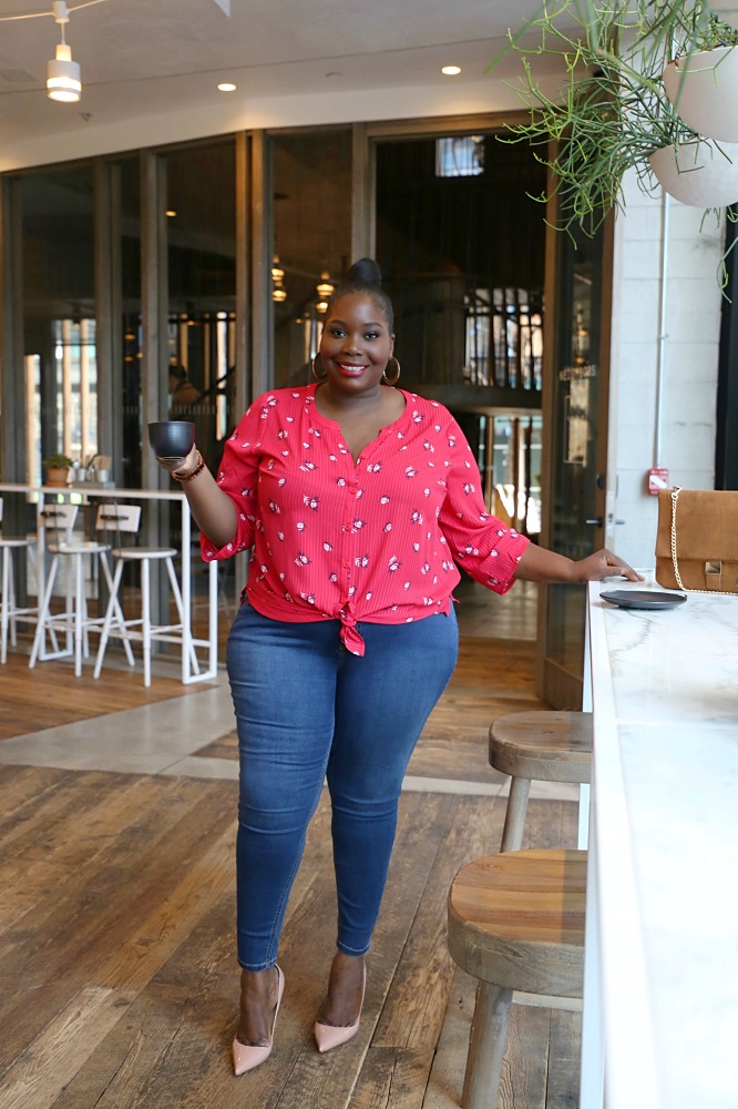 Catherine's spring plus size clothes featuring skinny leg plus size jeans