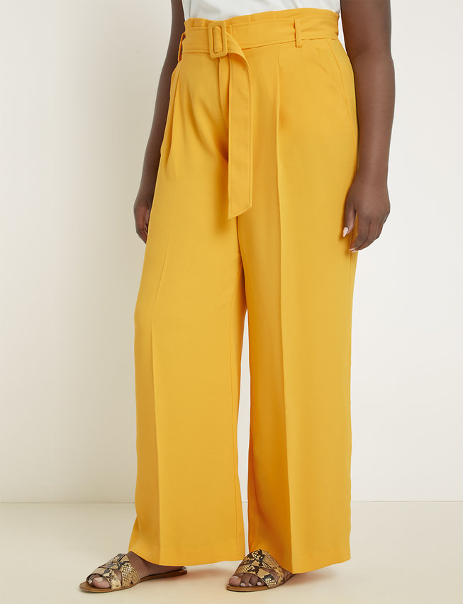 Plus size paperbag sale wide leg trousers