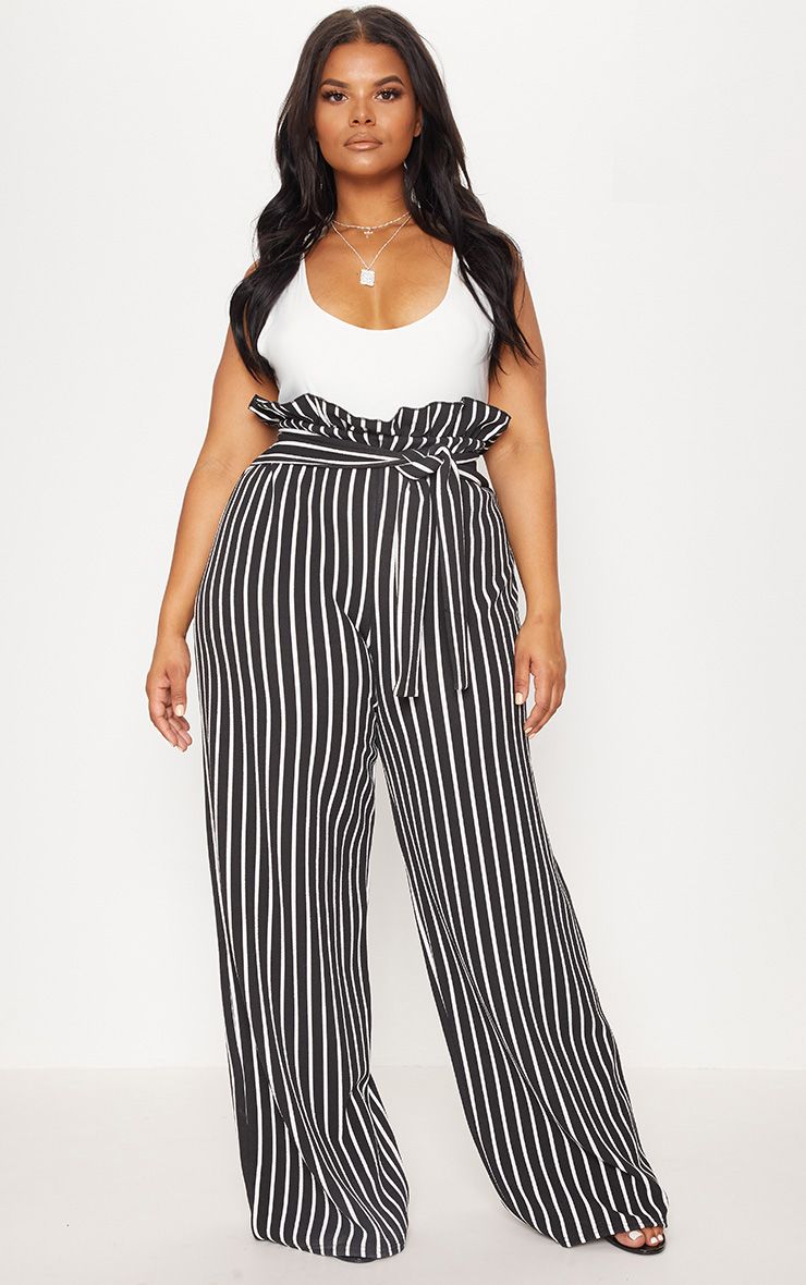 Striped paperbag waist on sale pants