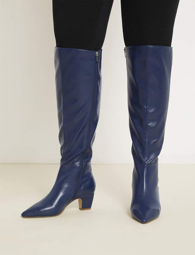 Navy blue outlet wide calf boots