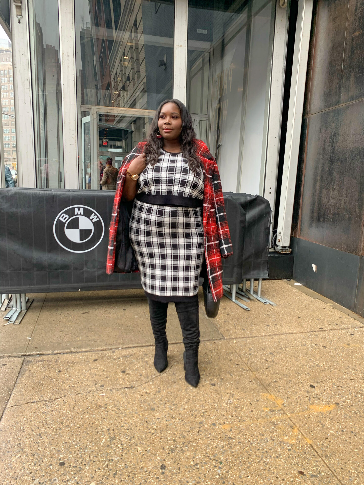 Plus Size Plaid Dress, Trendy Plus Size Winter Outfits