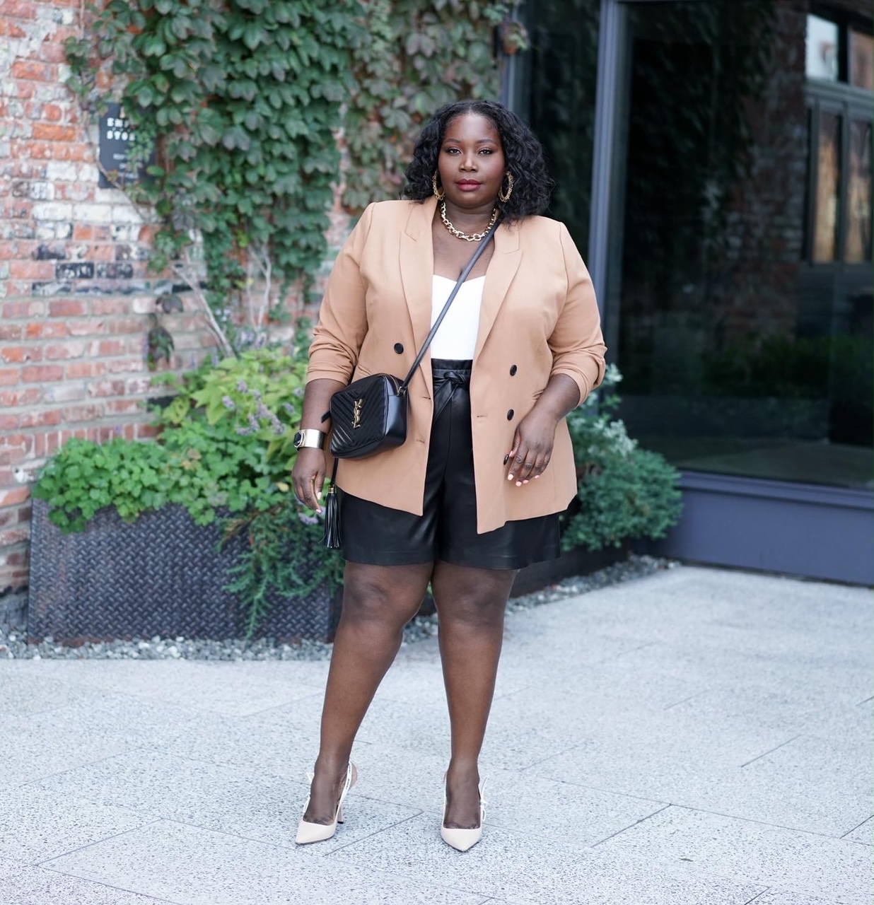 how to style plus size leather shorts