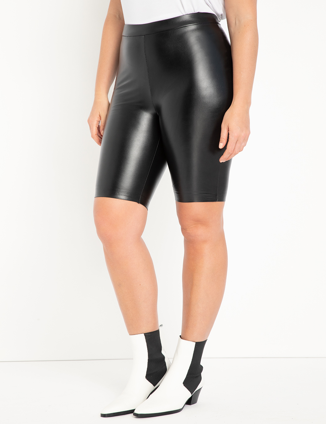 Plus size faux on sale leather biker shorts