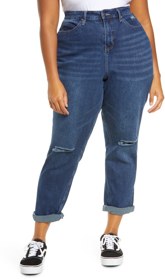 SLATIOM Plus Size Stretch Skinny Long Flare Jeans Mom Street Wide