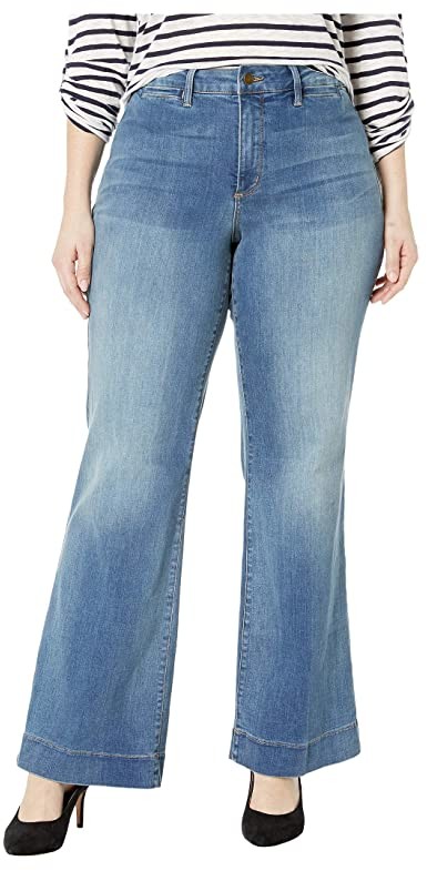 SLATIOM Plus Size Stretch Skinny Long Flare Jeans Mom Street Wide