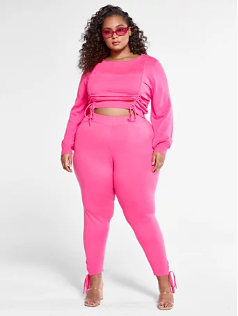 Lace Up Front Jogger Set (Plus size)