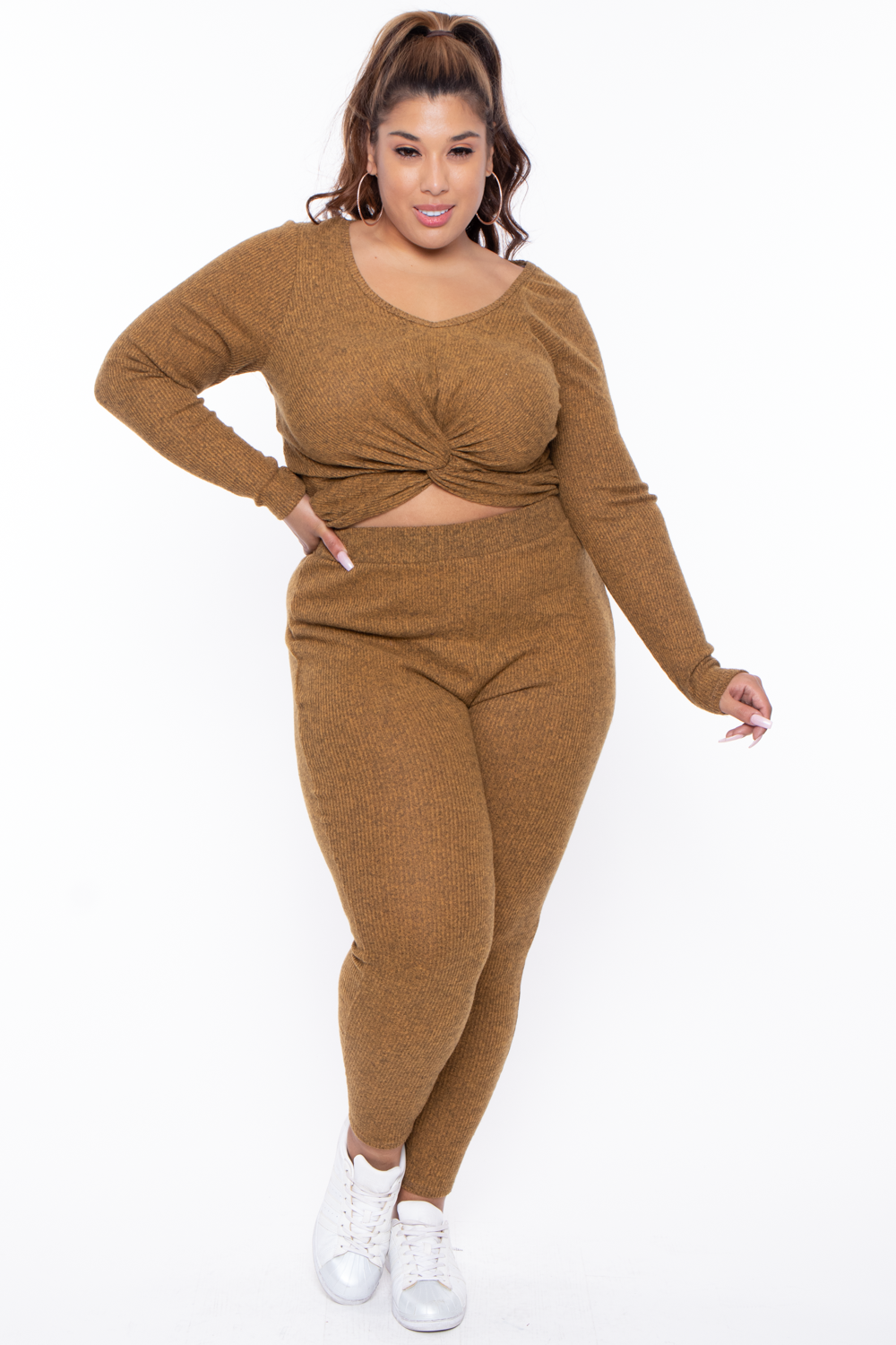 Plus size off 2024 the shoulder jogger set