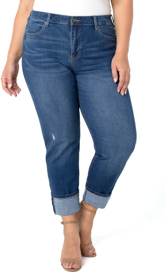 SLATIOM Plus Size Stretch Skinny Long Flare Jeans Mom Street Wide