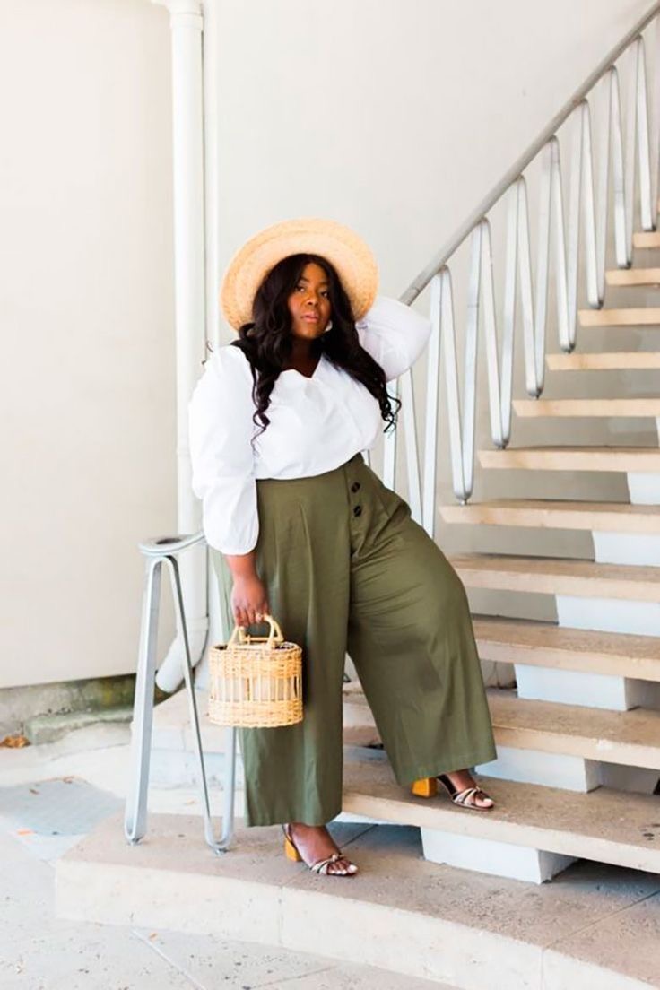 plus size wide leg pants outfit