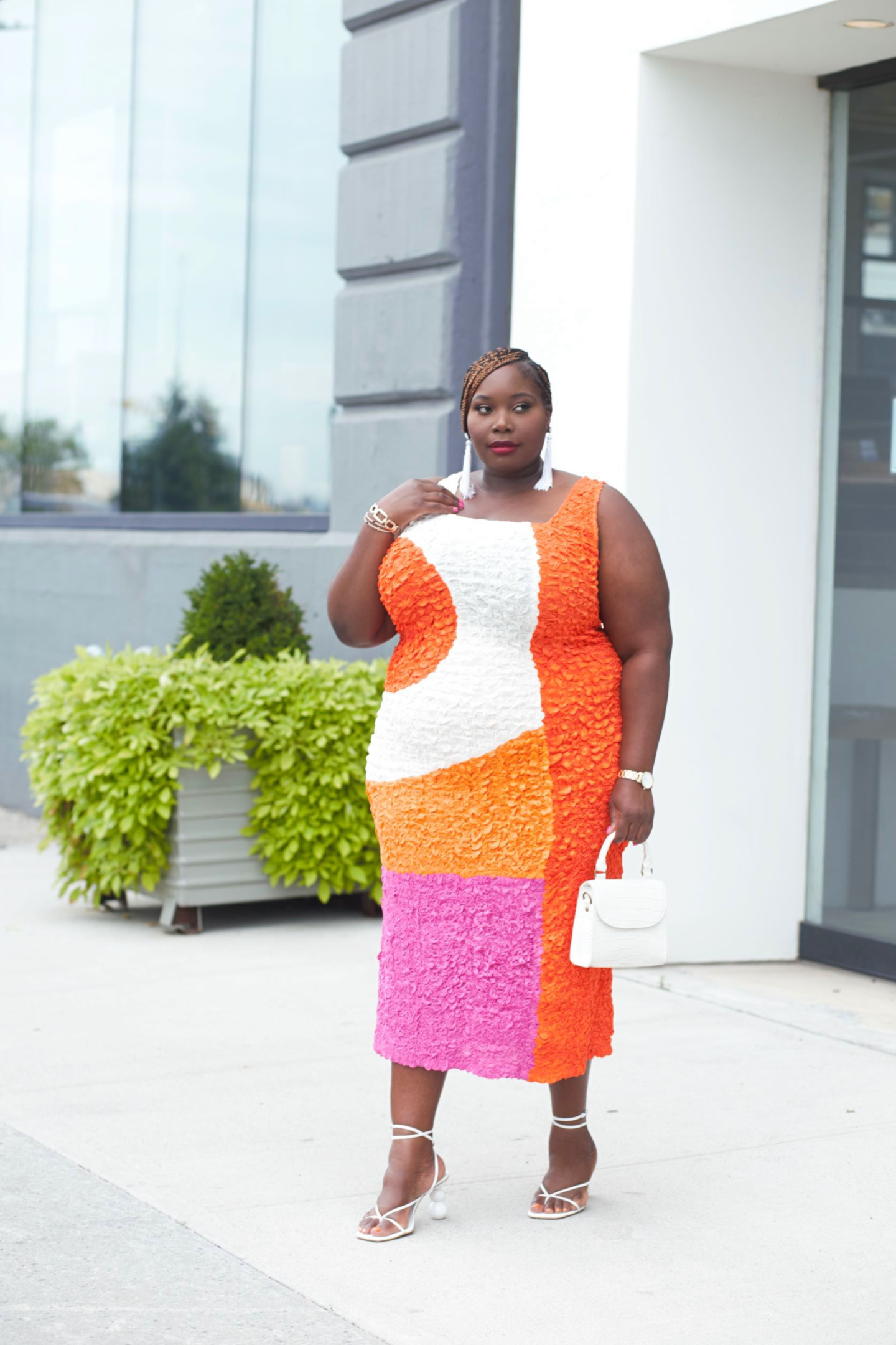 Mara Hoffman Sloan Dress for plus size women. Worn during new york fashion week