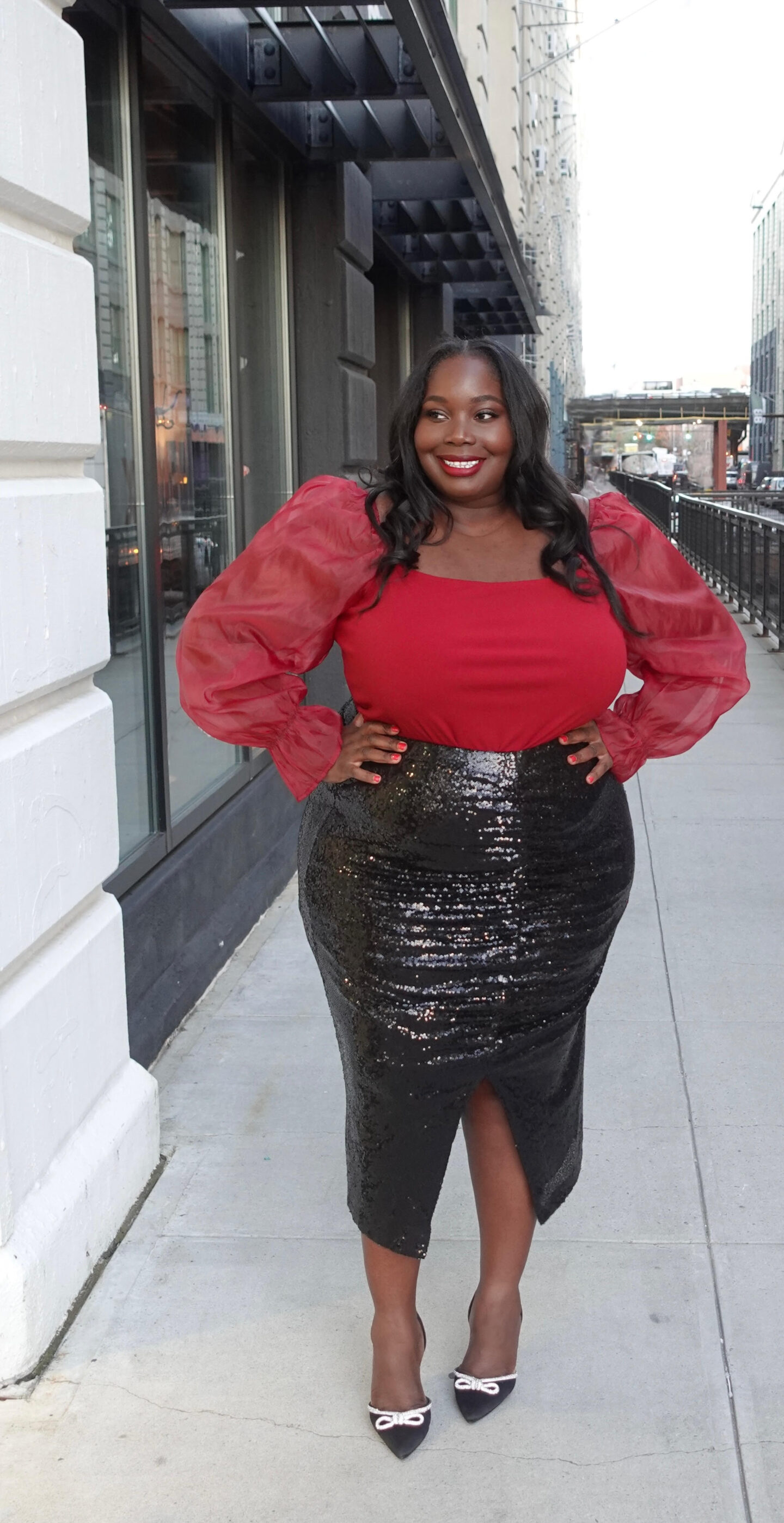 Plus size hotsell red sequin skirt