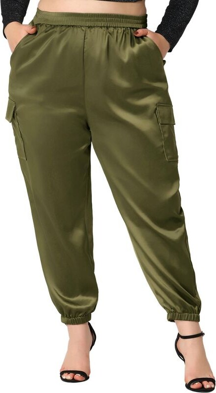 Dark green Womens Plus Size Cargo Pant