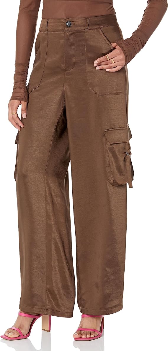 Plus Size Nylon Wide Leg Pocket Cargo Pants