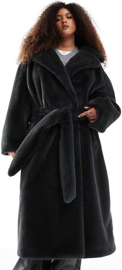 black belted fur coat