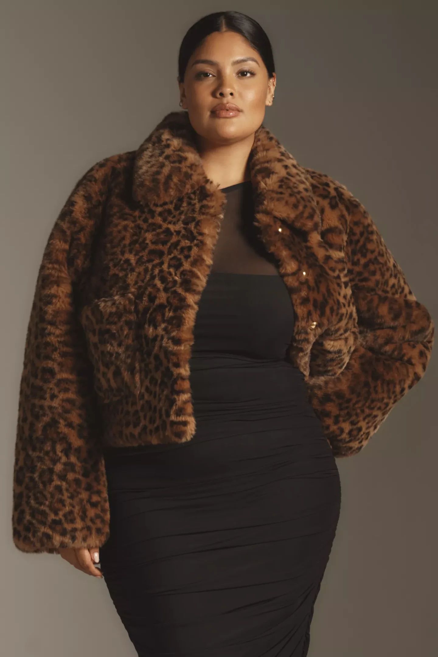 leopard print faux fur coat