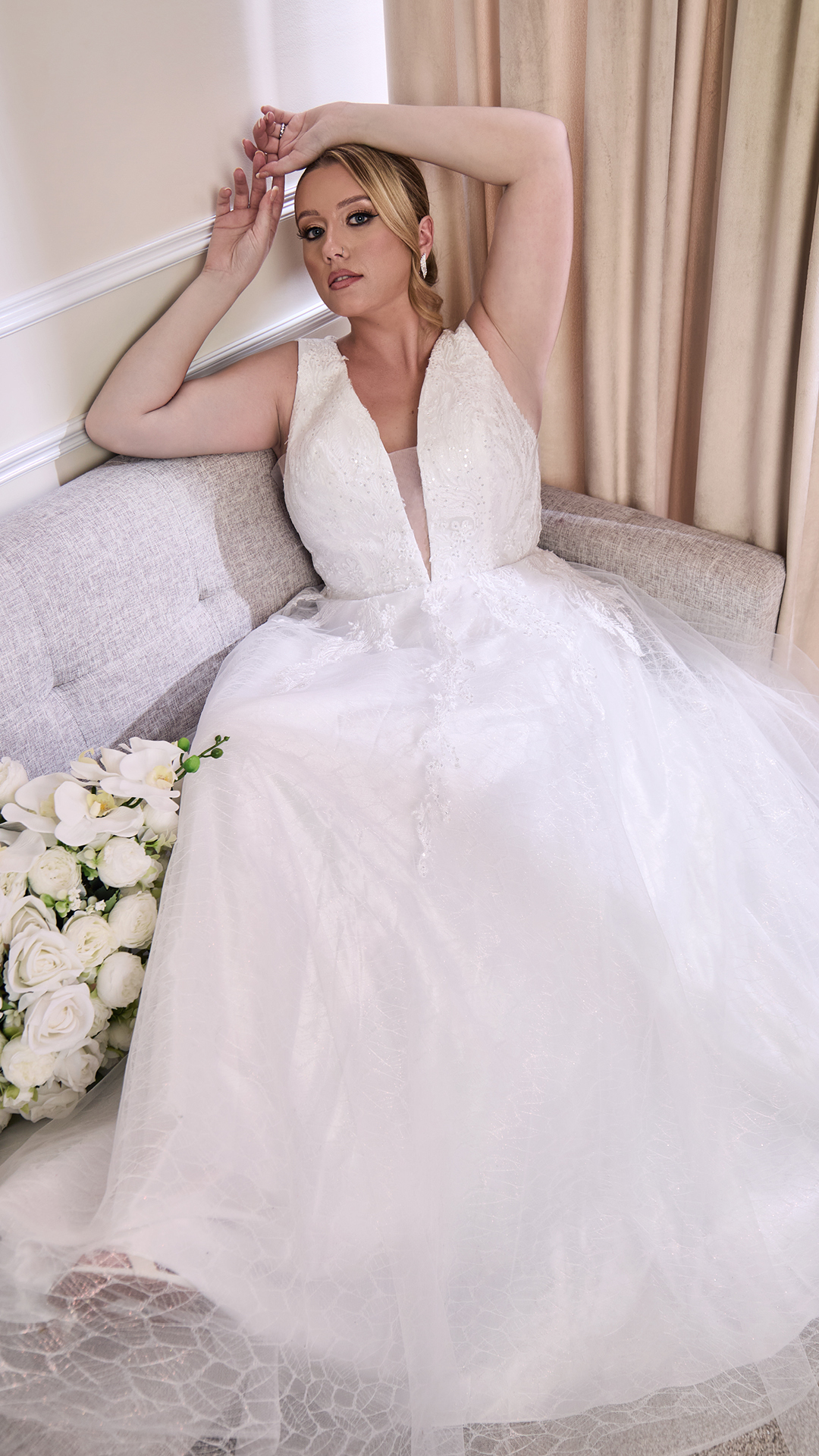 v-neck plus size wedding gowns