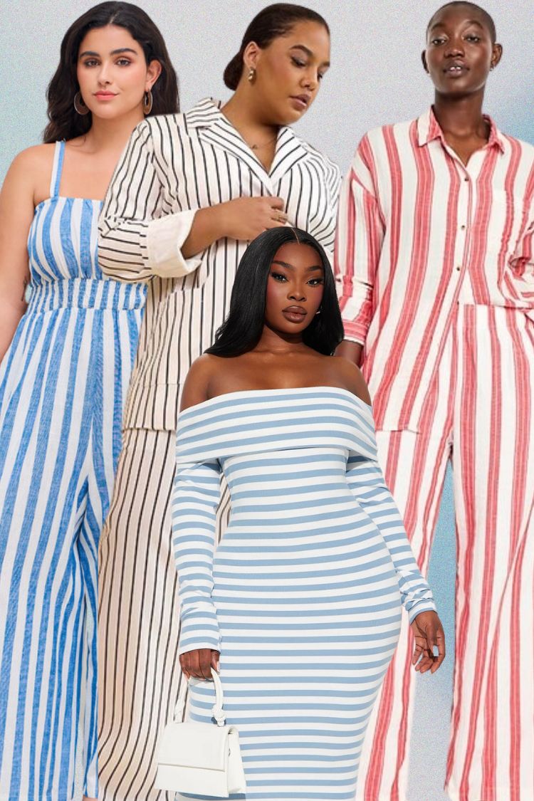 Plus Size 2025 Spring Fashion Trends featuring stripes